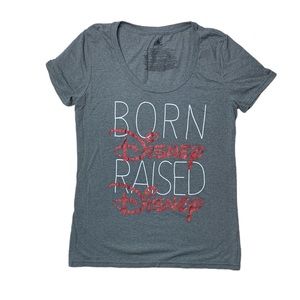 Medium Disney Gray Red Glitter Top Born Disney Raised Disney Scoop Neck …
